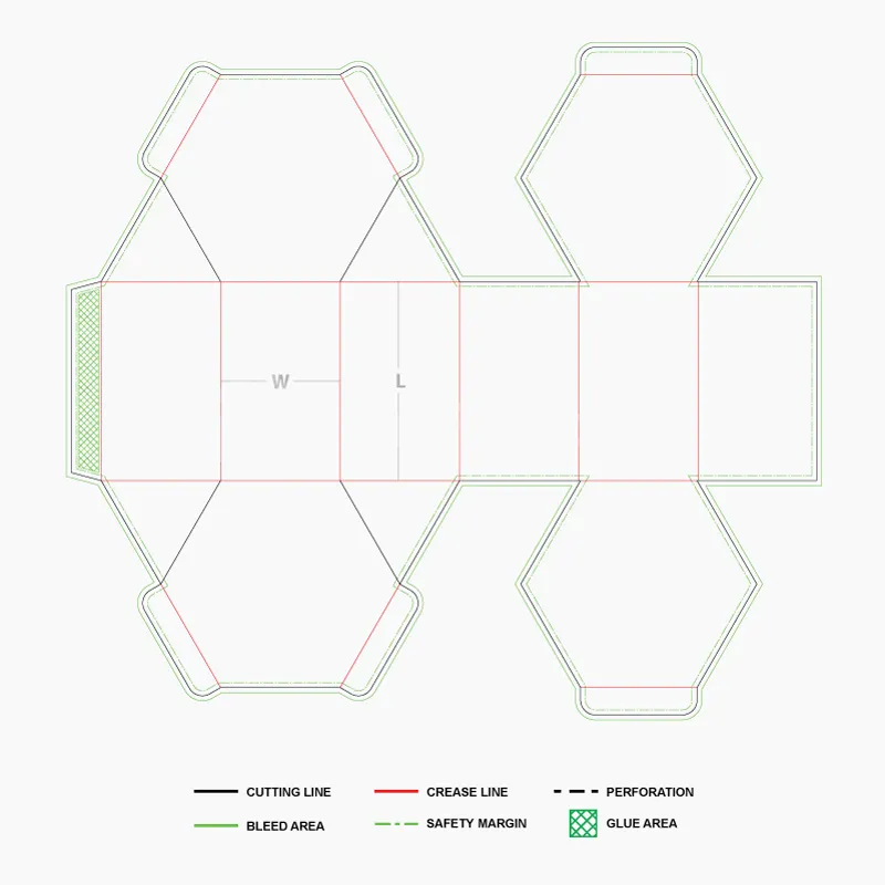 Hexagonal box drawings